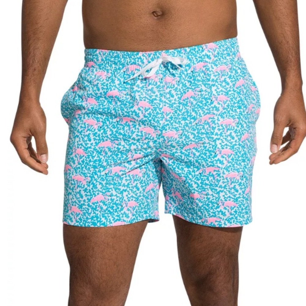 Chubbies Men's Classic 5.5" Swim Trunks pink and blue Domingo Flamingo